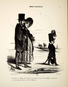 1968 Lithograph Honore Daumier Married Life Family Proud Father Mother Child Boy