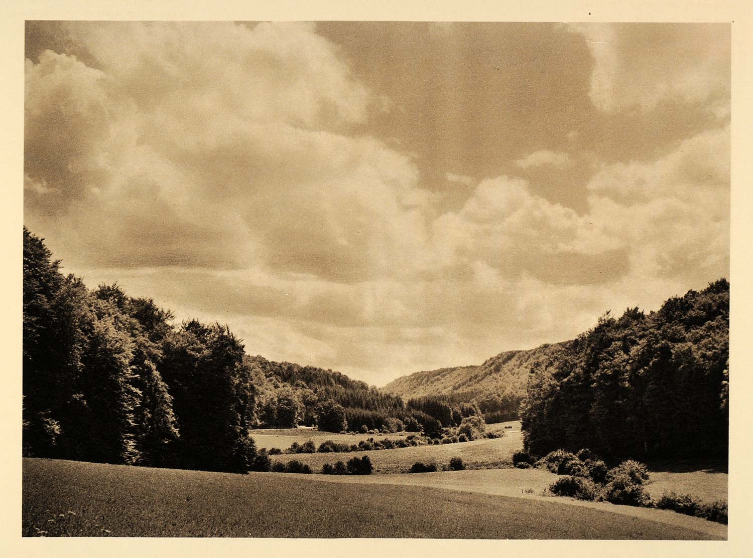1932 Rural Landscape Fischbach Luxembourg Hurlimann - ORIGINAL PHOTOGRAVURE LUX1