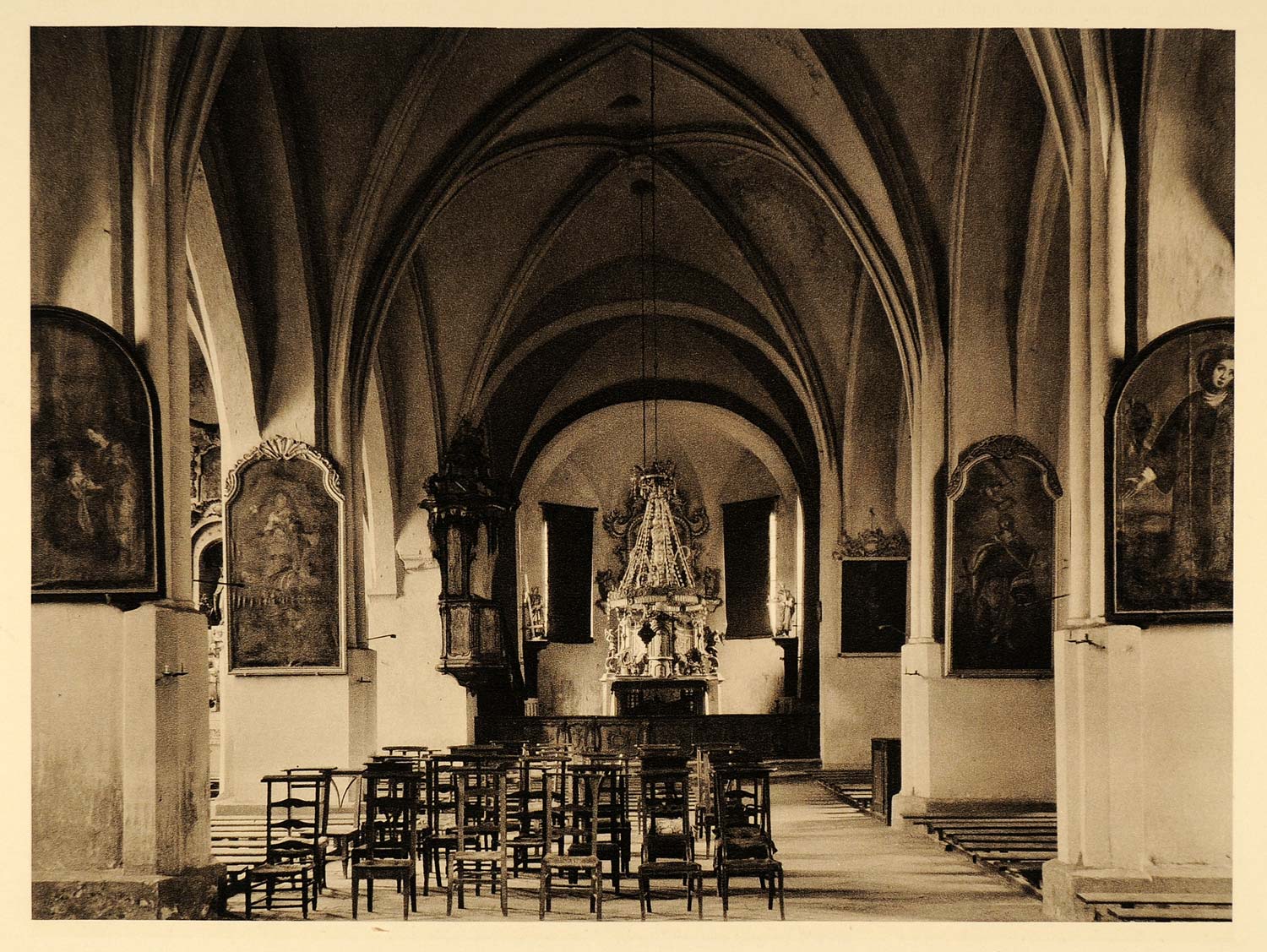 1932 Interior Parish Church Altar Echternach Luxembourg - ORIGINAL LUX1