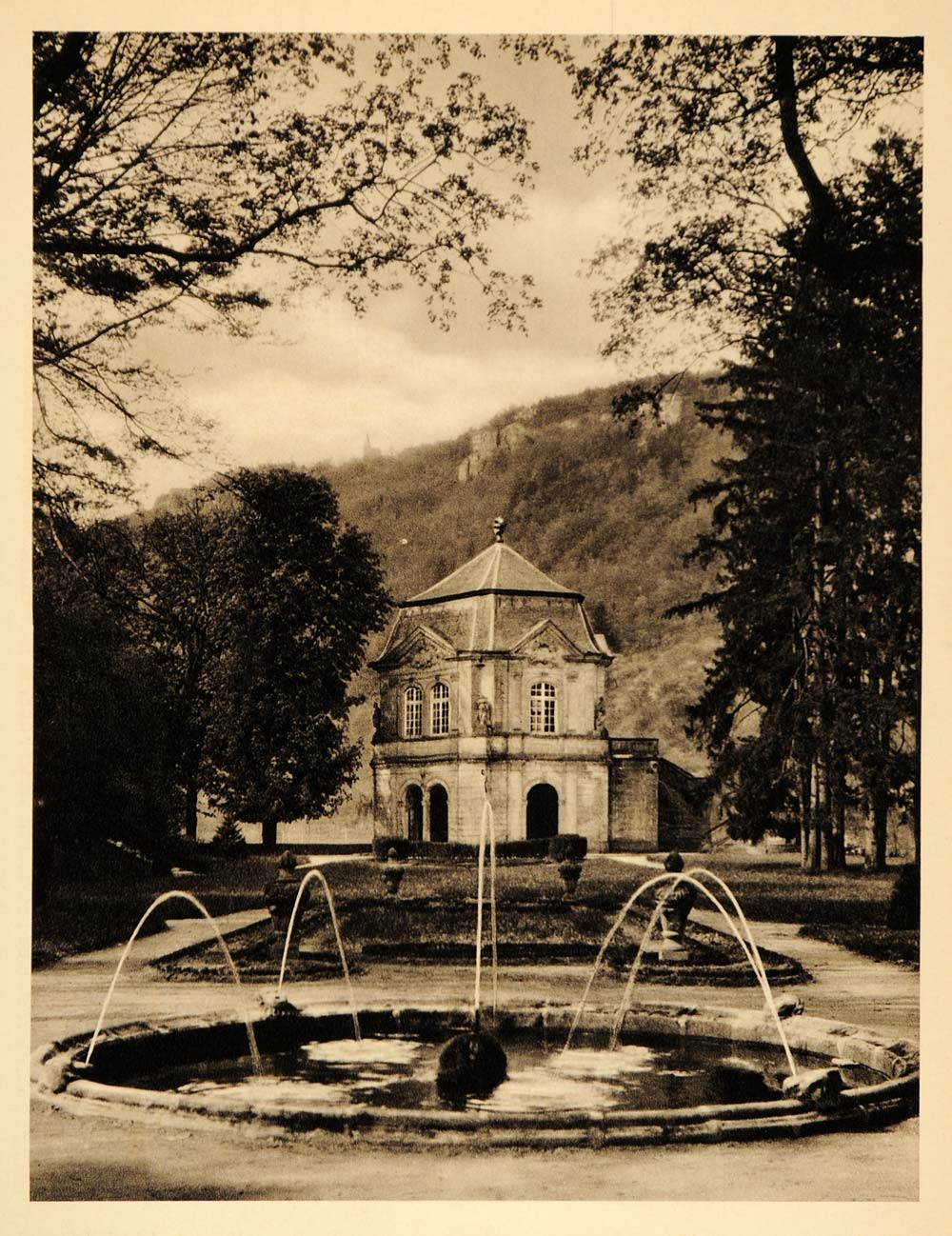 1932 Abbey of Echternach Monastery Garden Luxembourg - ORIGINAL LUX2