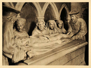 1932 Tomb Sculpture Church Septfontaines Luxembourg - ORIGINAL PHOTOGRAVURE LUX2