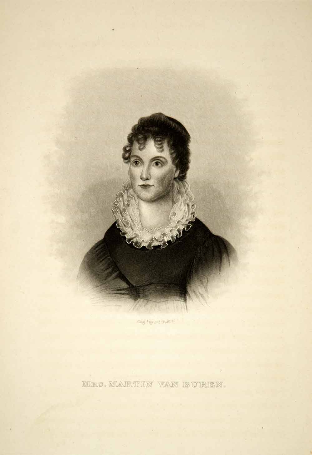 1881 Steel Engraving JC Buttre Art Hannah Van Buren Portrait First Lady LWH1