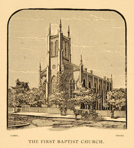 1883 Woodcut Lexington First Baptist Church Building - ORIGINAL LX1