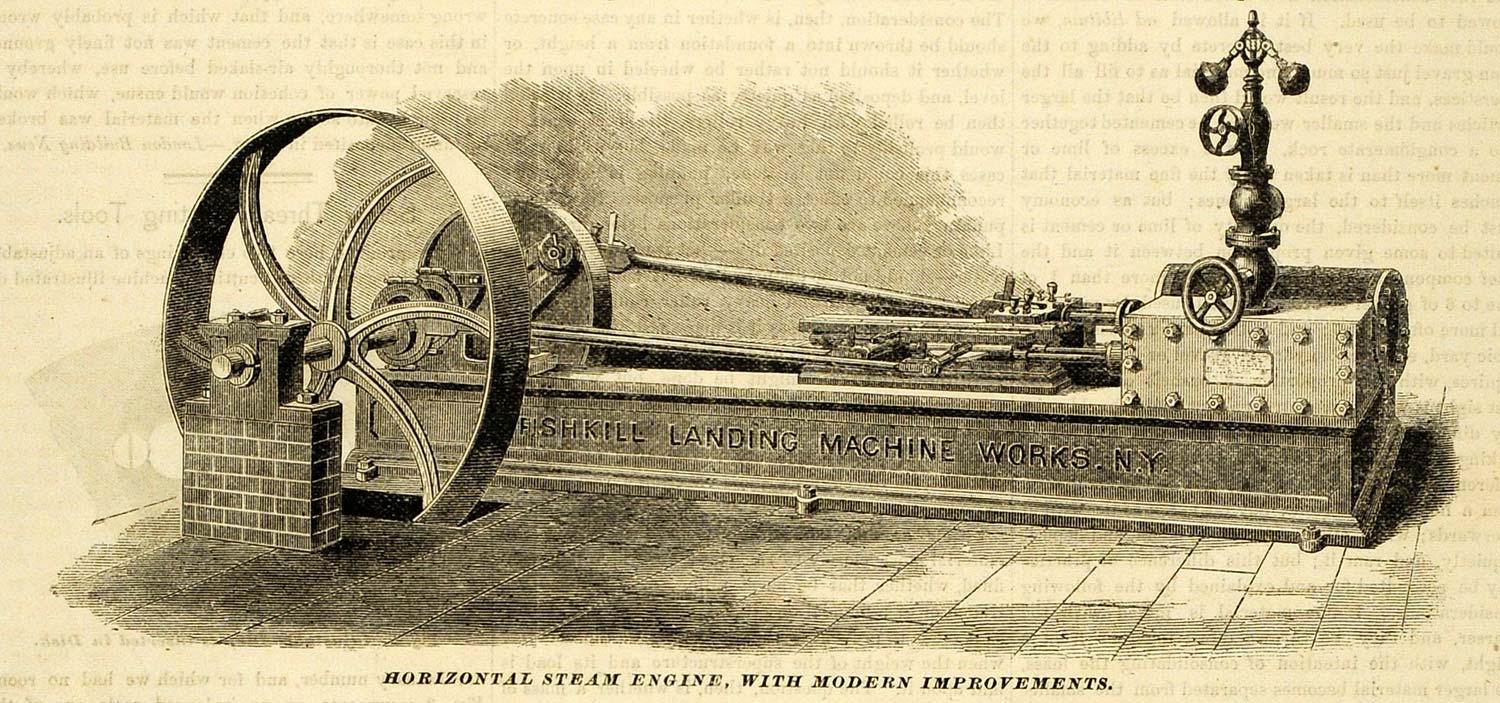 1873 Print Horizontal Steam Engine Antique Machinery Fishkill Landing