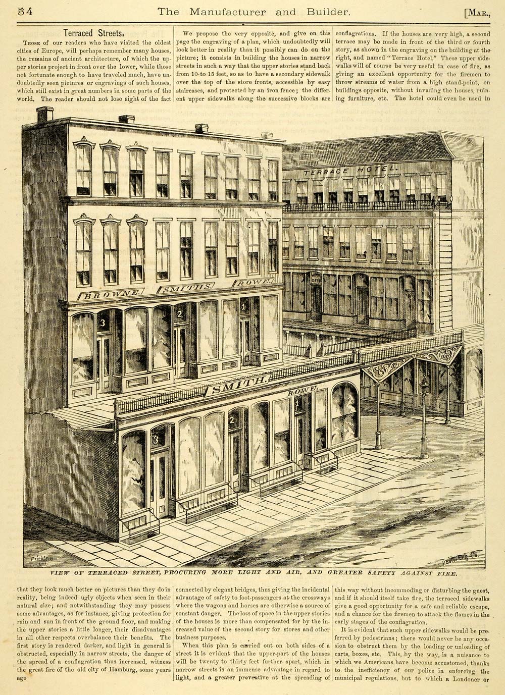 1873 Print Terraced Street City Architecture N. Finegan Newark OH Terrace MAB1