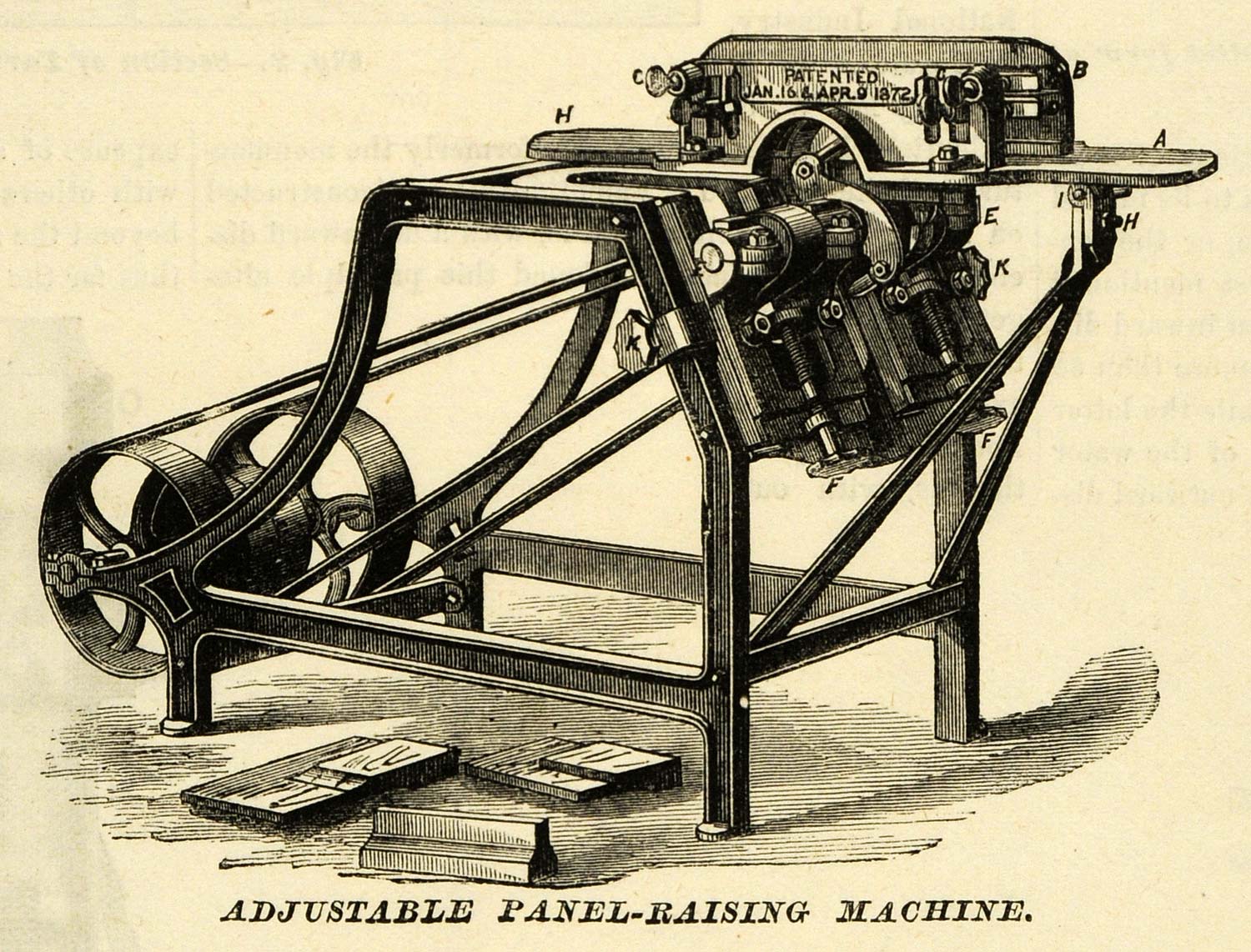 1873 Print Adjustable Panel-Raising Machine Antique Door Tool Millspaugh MAB1