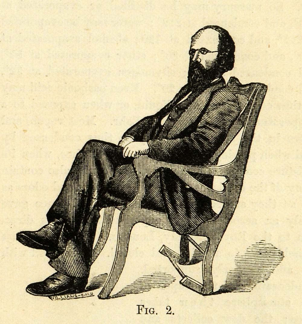1873 Print Victorian Chair Office Antique Furniture Chas. M. O'Hara MAB1