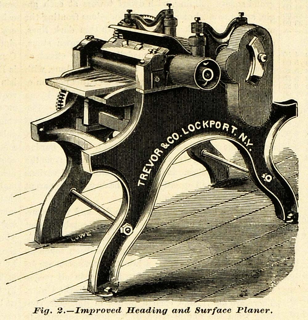 1873 Print Trevor Heading Surface Planer Machine Trevor Lockport NY Antique MAB1