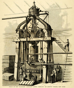 1874 Print Press Standard Compress Cotton Co 110 Morton St NY Antique MAB1