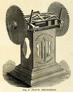 1874 Print Stave Equalizer Machine Antique Barrel Making Lockport Bailey MAB1