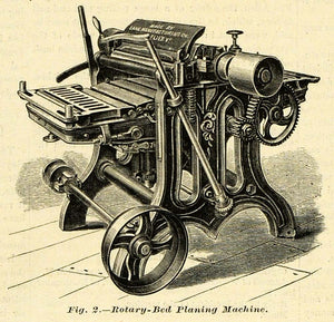 1874 Print Lane Manufacturing Rotary-Bed Planing Machine Antique Montpelier MAB1