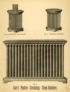 1874 Print Antique A. Carr Positive Circulating Steam Radiators Pipes Box MAB1
