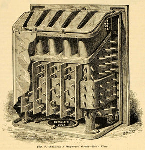 1881 Prints Jackson's Improved Grate Heat Ventilating Fireplace MAB1