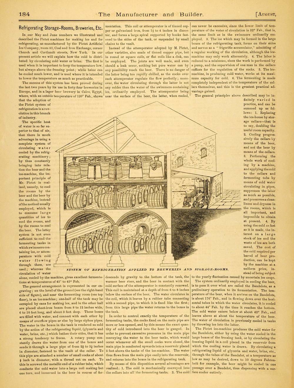 1878 Article Refrigeration System Breweries Storage-Rooms Factory Pictet MAB1