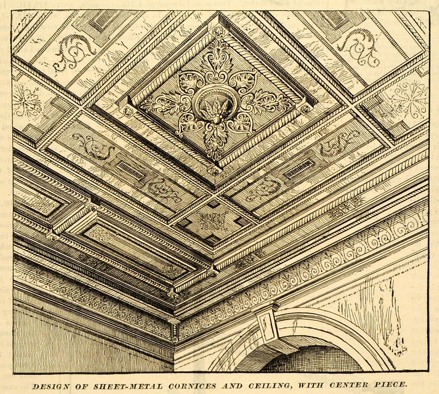 1889 Print Sheet Metal Ceiling Cornice Bakewell & Mullins Salem OH MAB1