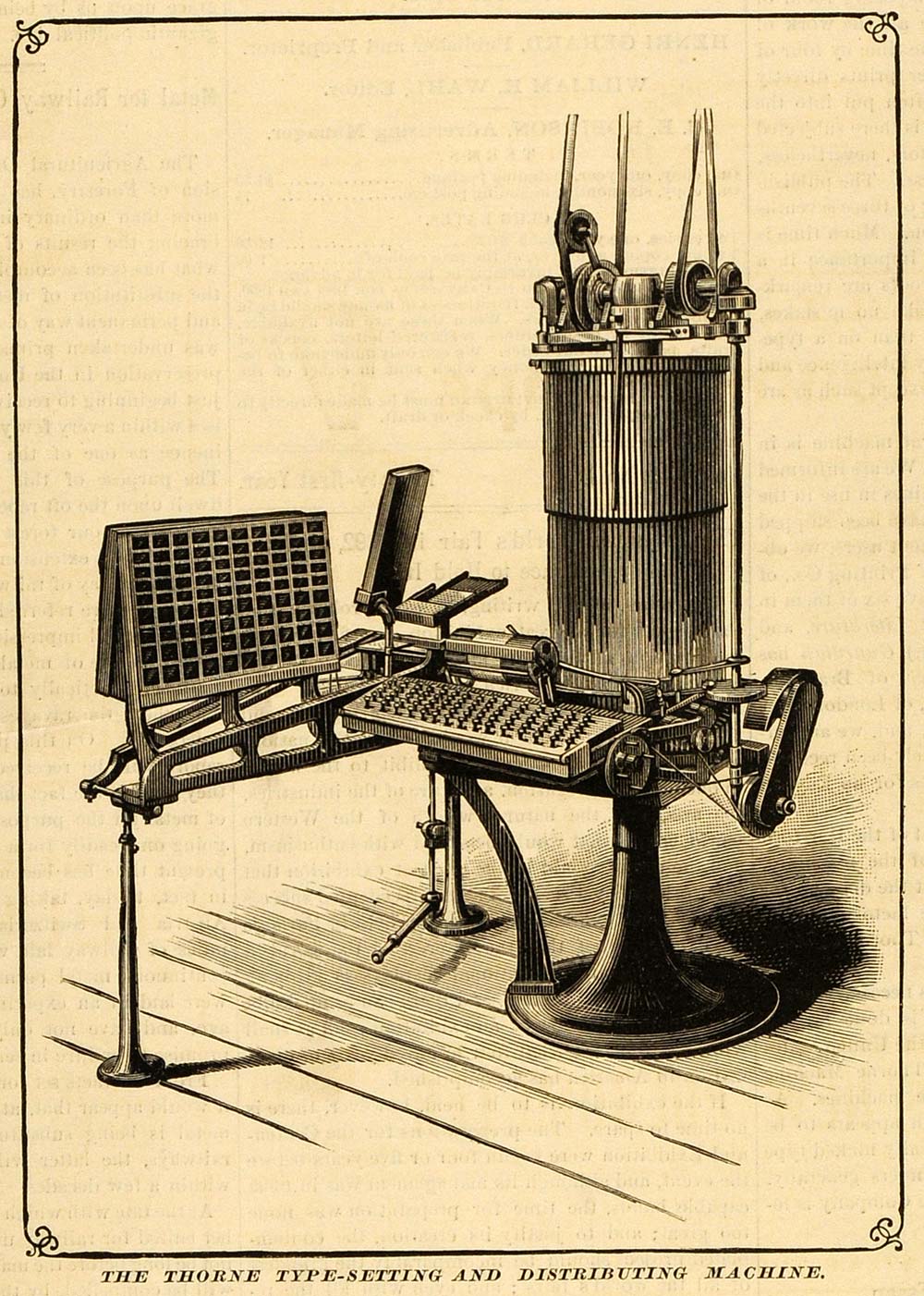 1889 Print Joseph Thorne Typesetting Machine Antique Printing Typograp ...
