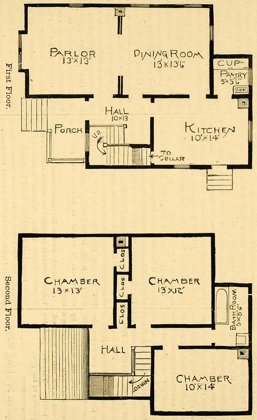 1891 Prints Suburban Cottage Architectural Design Floor Plans Victorian MAB1