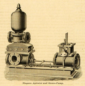 1878 Print Niagara Agitator Steam Pump Charles B Hardick Brooklyn New York MAB1