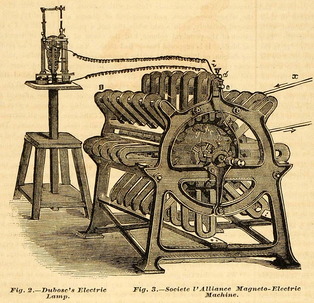 1878 Print Dubose's Electric Lamp Societe l' Alliance Magneto-Electric MAB1