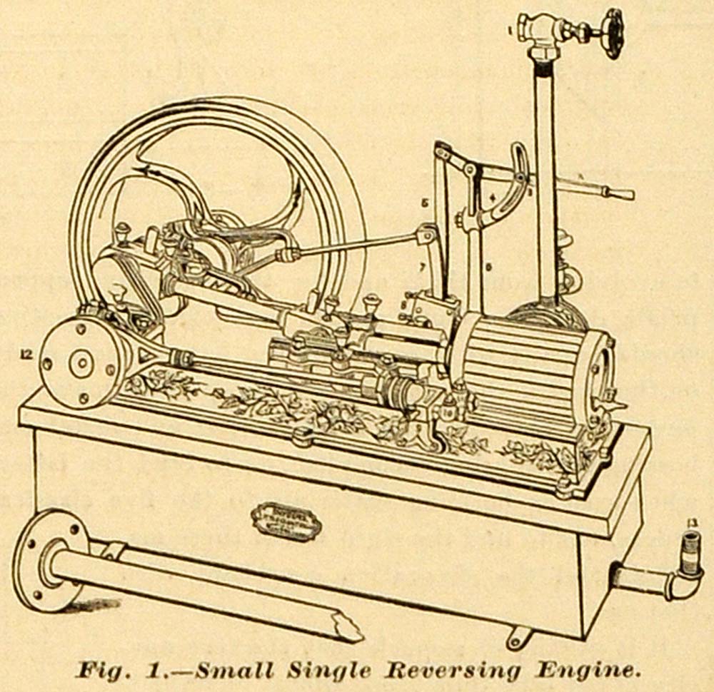 1878 Print Small Single Reversing Yacht Engines Snyder Brothers Antiqu ...