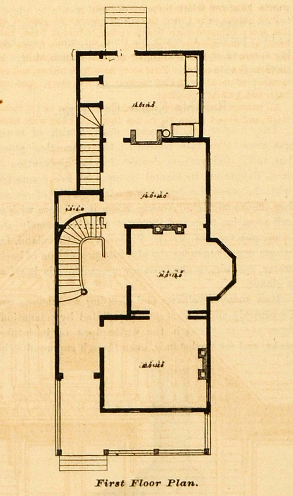 1878 Prints Cottage Architectural Design Floor Plan Victorian House MAB1
