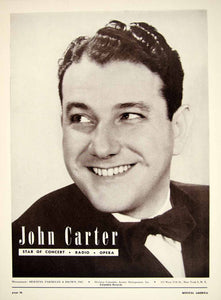 1948 Booking Ad John Carter Singer Concert Radio Opera Tenor Musical Star MAM1