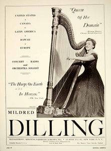 1948 Booking Ad Mildred Dilling Concert Harpist Harp Orchestra Soloist MAM1