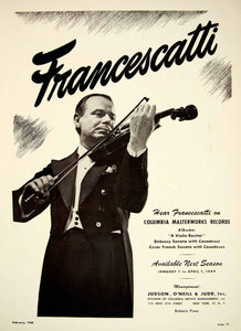 1948 Booking Ad Zino Francescatti Virtuoso Violinist Violin Columbia Record MAM1