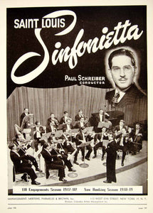 1948 Booking Ad Saint Louis Sinfonietta Paul Schreiber Conductor Music MAM1