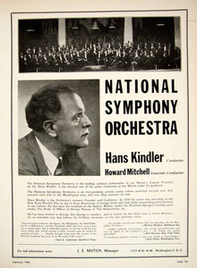 1948 Booking Ad National Symphony Orchestra Hans Kindler Conductor Music MAM1