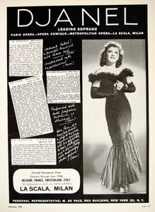 1948 Booking Ad Lily Djanel Leading Soprano Singer Opera Comique Music Tour MAM1