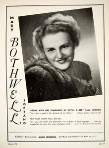 1948 Booking Ad Mary Bothwell Soprano Canadian Singer Opera Concert Music MAM1