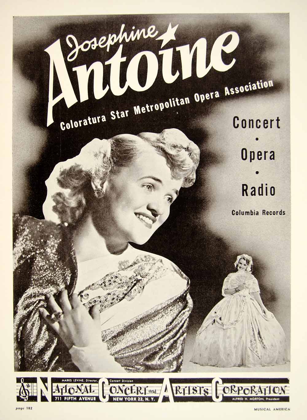1948 Booking Ad Josephine Antoine Coloratura Soprano Opera Concert Radio MAM1