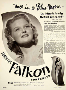 1948 Booking Ad Francine Falkon Contralto Singer Music NY Debut Recital MAM1