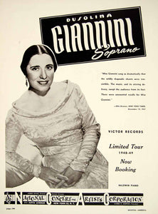 1948 Booking Ad Dusolina Giannini Soprano Singer Opera Operatic Music NCAC MAM1