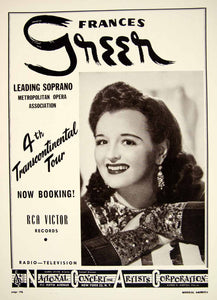 1948 Booking Ad Frances Greer Leading Soprano Metropolitan Opera Singer MAM1