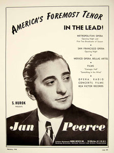 1948 Booking Ad Jan Peerce Tenor Singer Opera Radio Concert Film Records MAM1