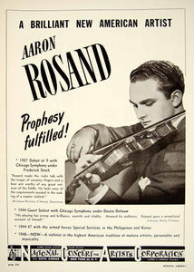 1948 Booking Ad Aaron Rosand Violinist Violin Player Soloist Music NCAC MAM1