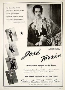 1948 Booking Ad Jose Torres Spanish Dancer Dance Spain Costume Ramon Tragon MAM1