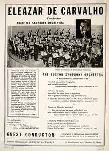 1948 Booking Ad Eleazar de Carvalho Conductor Brazilian Symphony Orchestra MAM1