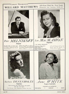 1948 Booking Ad Anne White African-American Contralto Peter Melnikoff Piano MAM1