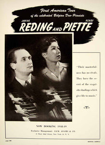 1948 Booking Ad Janine Reding Henri Piette Belgian Pianists Piano Duo Tour TMAM1