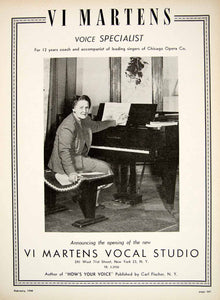 1948 Ad Vi Martens Vocal Studio Voice Specialist Teacher 241 W 71st St. NYC MAM1