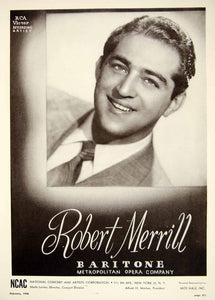 1948 Booking Ad Robert Merrill Baritone Singer Opera Concert Radio Star MAM1