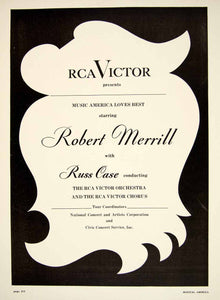 1948 Booking Ad Robert Merrill Baritone Singer Opera Concert Radio Star MAM1