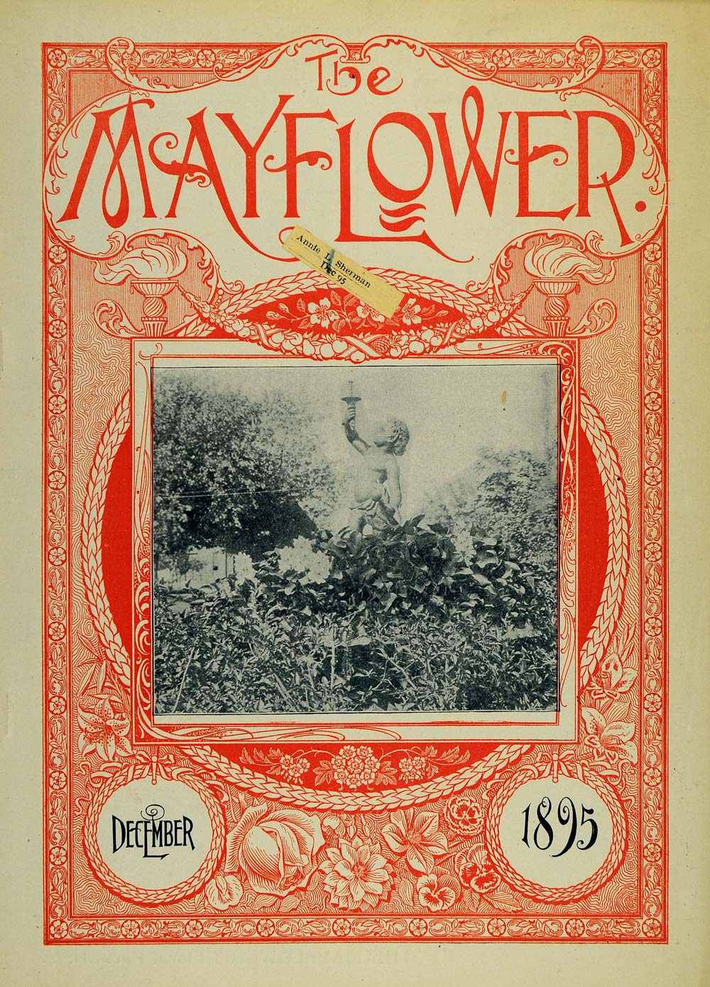1895 Cover Fountain Garden Sculpture Plant Flower Leaf - ORIGINAL MAY1