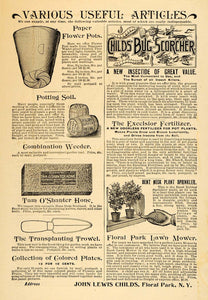 1896 Ad Floral Park Insecticide Trowel Flower Pot Lawn - ORIGINAL MAY1