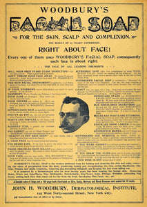 1893 Ad John Woodbury Facial Soap Skin Beauty Health - ORIGINAL ADVERTISING MAY1