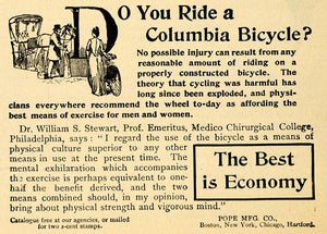 1894 Ad Pope Manufacturing Co Columbia Bicycles Boston - ORIGINAL MAY1