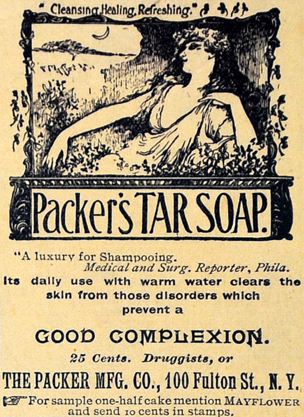 1892 Ad Packer Manufacturing Co Complexion Tar Soap - ORIGINAL ADVERTISING MAY1